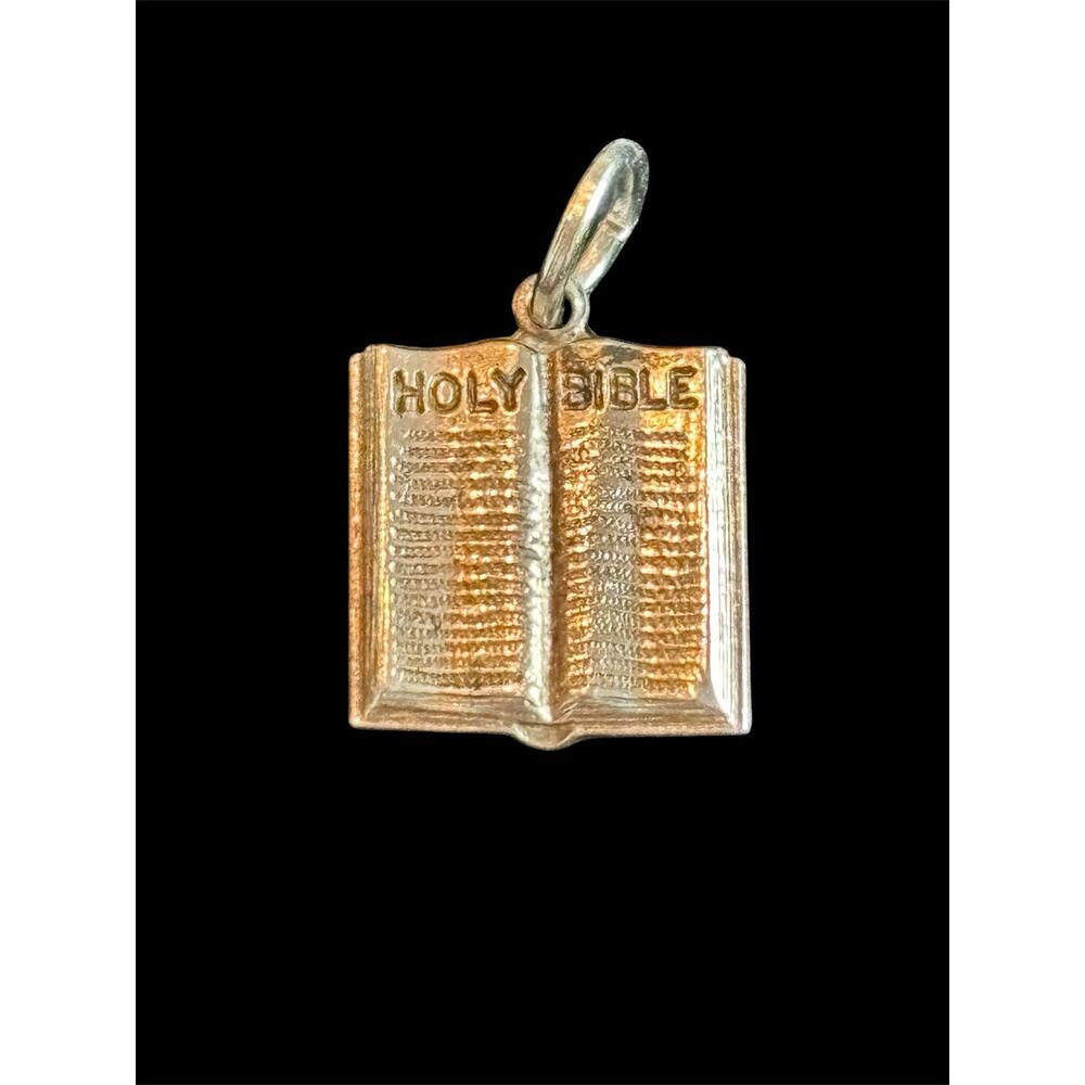 Vtg Sterling Silver Holy Bible Christian Charm 925 Confirmation Communion